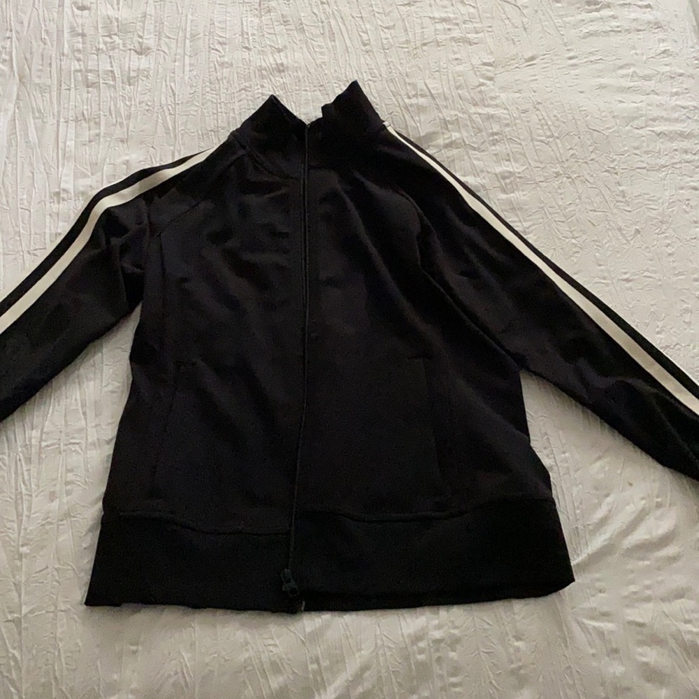 Athleta black jacket with white stripe